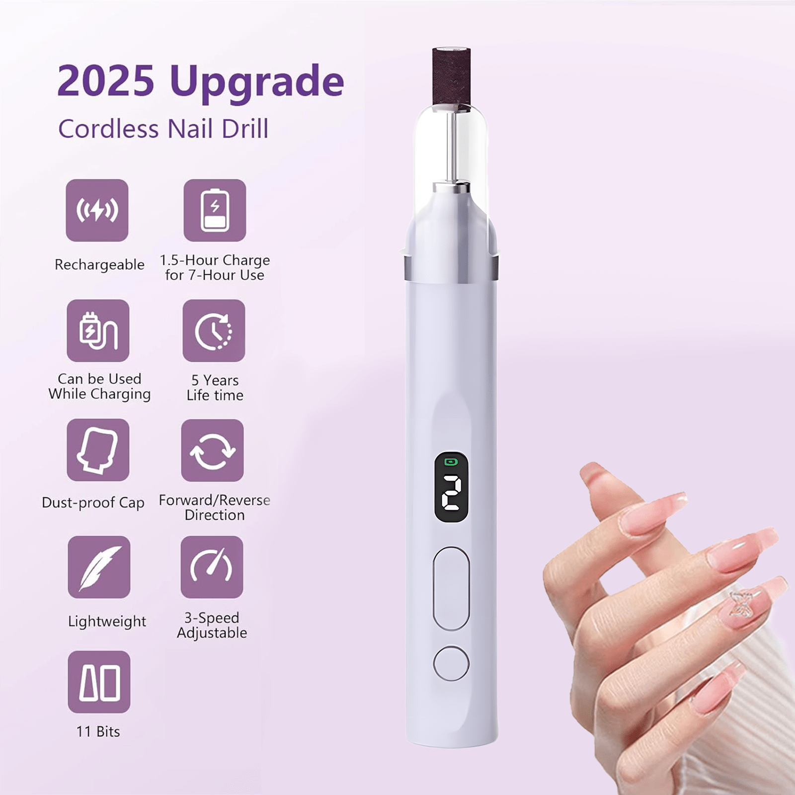 Dip Powder Nail - Elektryczna frezarka do paznokci 2w1 z
