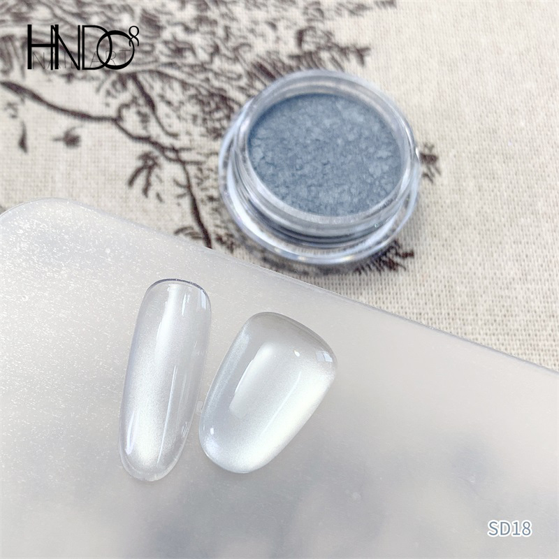 Dip Powder Nail - HNDO New Silver White 3D Cat