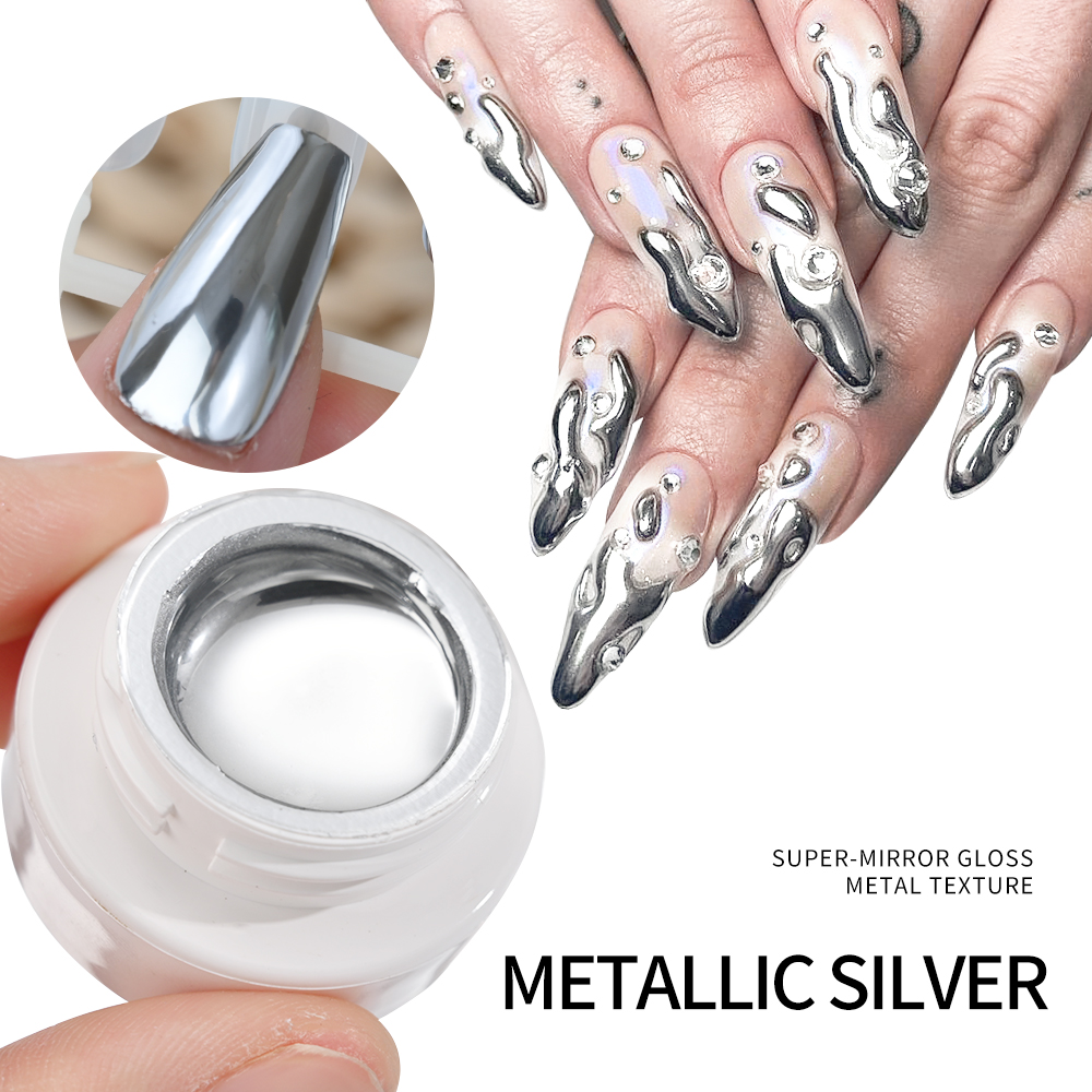 5ml Srebrny Złoty Metaliczny L – Nail Glitter Chrome recenzja i cena